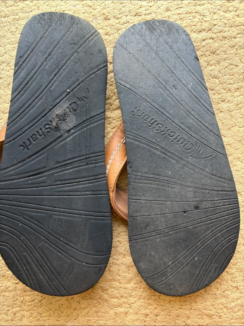 Men's Brown Leather Flip-Flops with Stitched Straps- EUC